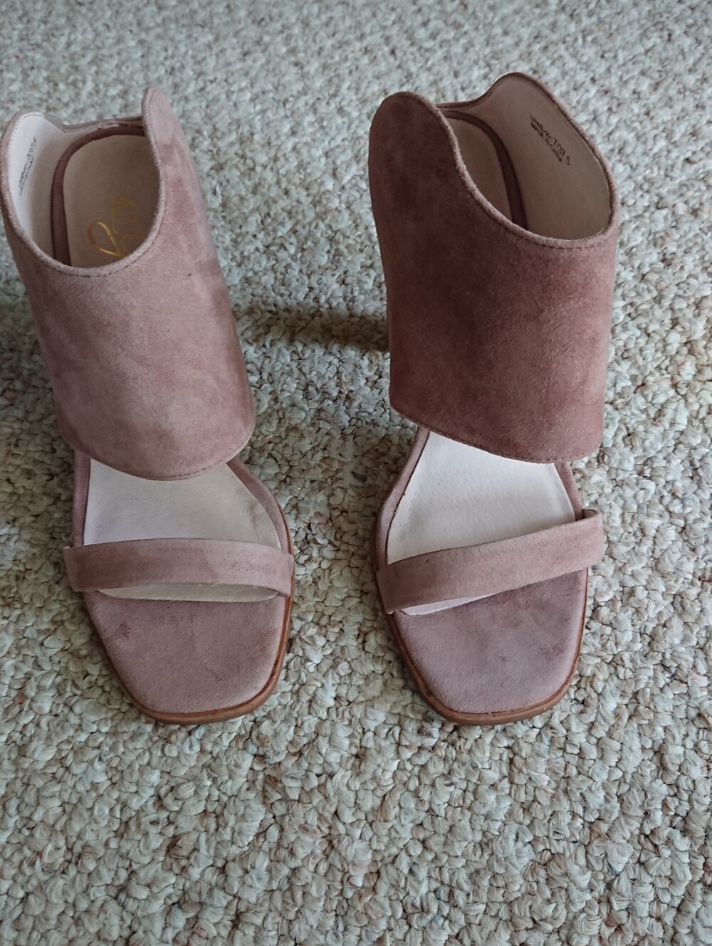42 Gold light taupe Suede leather High Heel Mule Sandals size 7